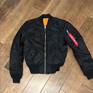 Alpha Industries MA-1 Bomber Jacket – Black and Orange – Men’s Size XS